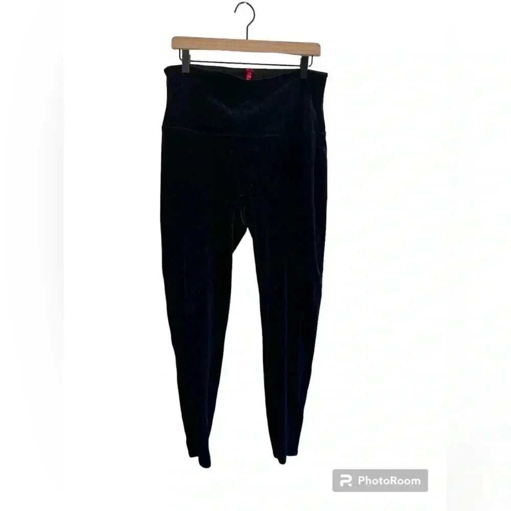 SPANX Velvet Leggings Black Stretch Shapewear Bodycon High Waist Versatile - Picture 4 of 10